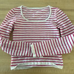 Striped Pink and White Long Sleeve Top